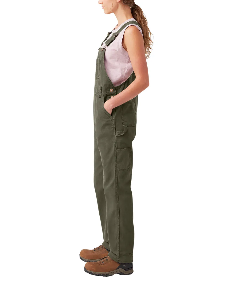 Dickies Women's Relaxed Fit Bib Overalls - Rinsed Moss Duck