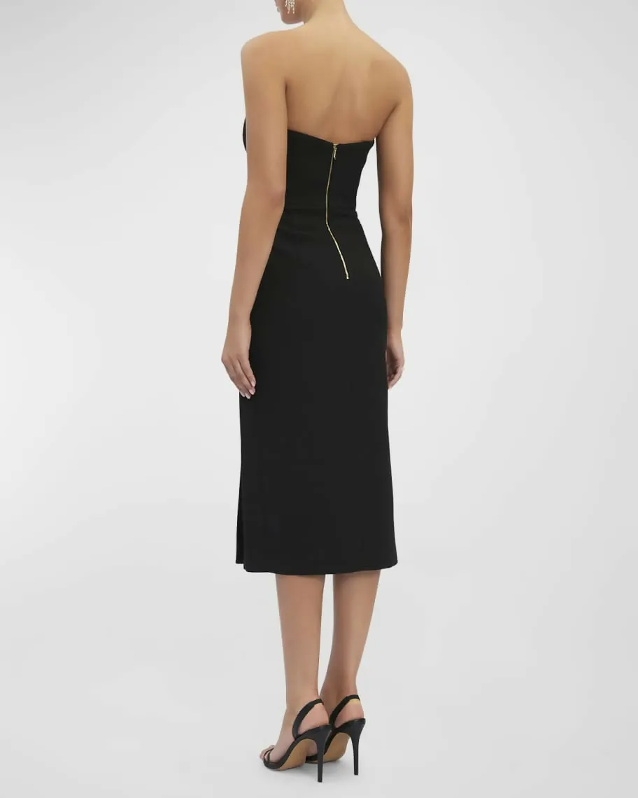 Rebecca Vallance Cecily Bow Midi Dress Black Size 12