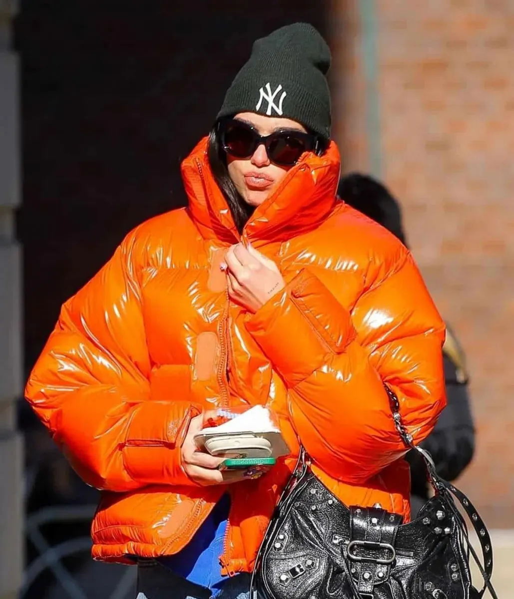 Street Wear Dua Lipa Down Orange Jacket