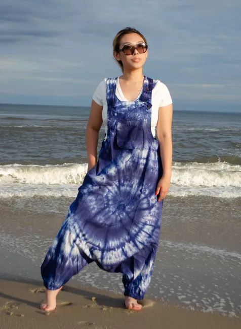 Tie Dye Drop Crotch Overalls - Wholesale